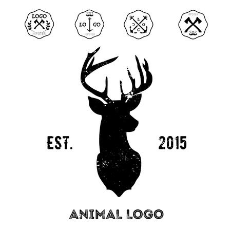 Hipster logotype with head of deerのイラスト素材