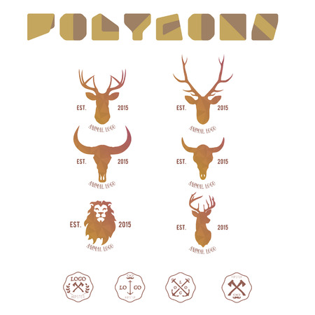 Hipster minimalistic logotype with head of deer and buffaloのイラスト素材