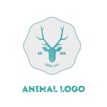 Polygonal hipster logo with head of deer in mint color with gradient.のイラスト素材