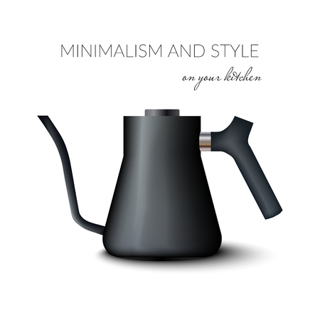 Realistic teapot or kettle for tea and coffee in black colorのイラスト素材