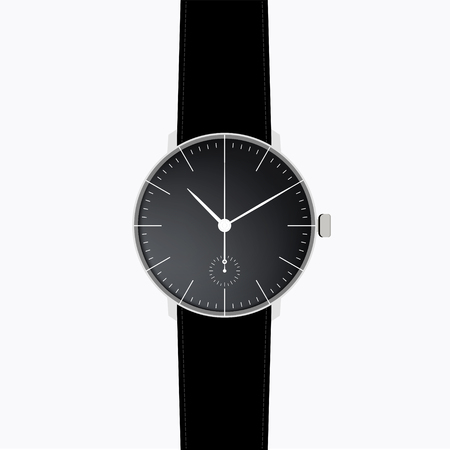 Black realistic minimal wrist watch.のイラスト素材