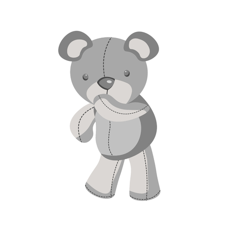 Sad grey teddy bear in vectorのイラスト素材