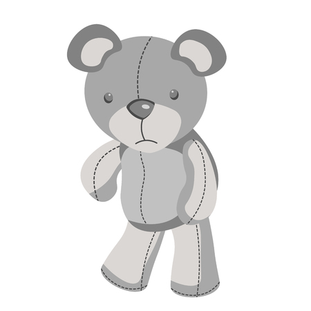 Sad grey teddy bear in vectorのイラスト素材