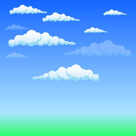 Fluffy white clouds in the skyのイラスト素材