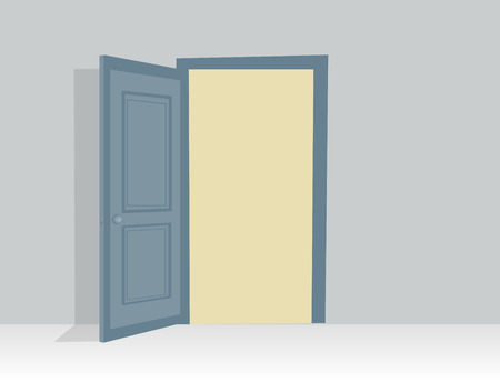 Blue opened door in vector with shadowのイラスト素材