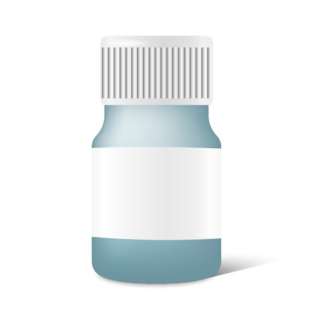 Realistic medicine bottle with label in vectorのイラスト素材