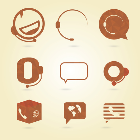 Polygonal icons for call center or hotline, support symbol in vector.のイラスト素材