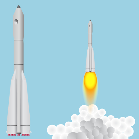 Booster Union. Space rocket soars.のイラスト素材