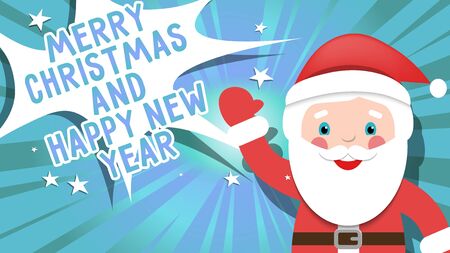 Greeting card Merry Christmas and happy new year with Santa claus.のイラスト素材