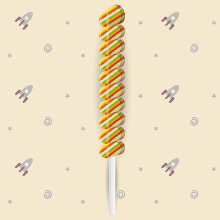 Colored candy on seamless background with rocketsのイラスト素材