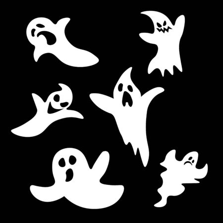 Set of six cartoon ghosts: scared and angryのイラスト素材