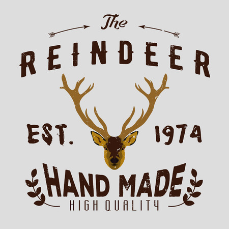 Authentic hipster logotype with reindeer and arrowsのイラスト素材