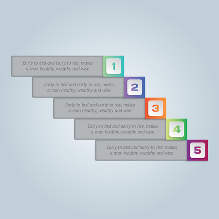 Infographics: colorful five steps for workflow layout, diagram, number options.のイラスト素材