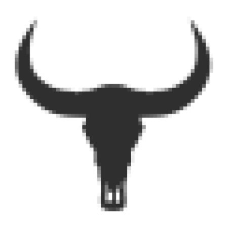 Pixel head of buffalo in vectorのイラスト素材