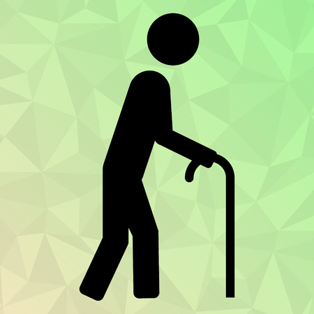 Icon oldman with cane on polygonal background.のイラスト素材