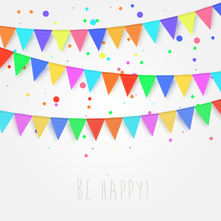 Birthday, holiday, festival decoration outdoor. Flags, garlandsのイラスト素材