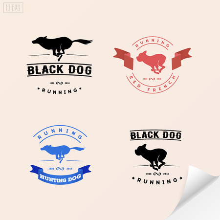 Set of running dog for pet shops, veterinary, advertising of hunting equipment.のイラスト素材
