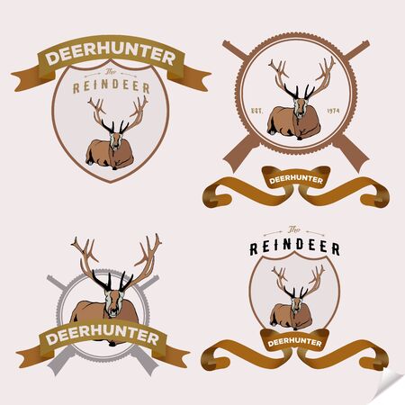 Authentic hipster icon with lying deer.のイラスト素材