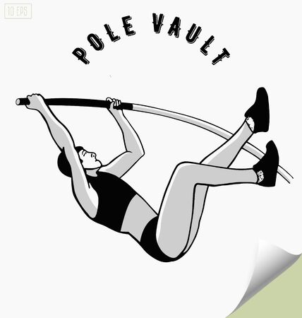 Hand drawn pole vault athlete jumping.のイラスト素材