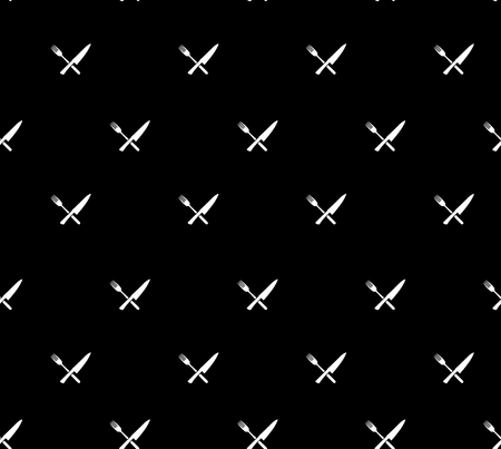 Seamless pattern with crossed knife and fork. Kitchen print.のイラスト素材