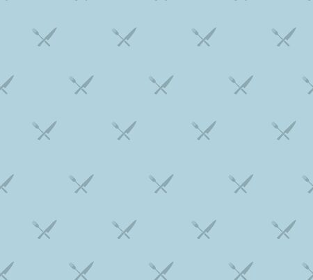 Seamless pattern with crossed knife and fork. Kitchen print.のイラスト素材