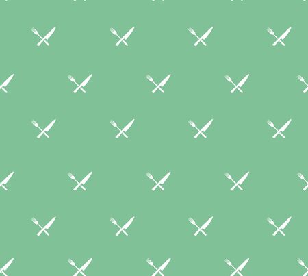Seamless pattern with crossed knife and fork. Kitchen print.のイラスト素材