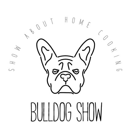 icon with french bulldog for veterinary or petshop. Nanoline styleのイラスト素材