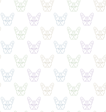 Seamless colorful pattern with frech bulldogのイラスト素材
