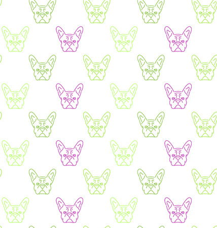 Seamless colorful pattern with frech bulldogのイラスト素材