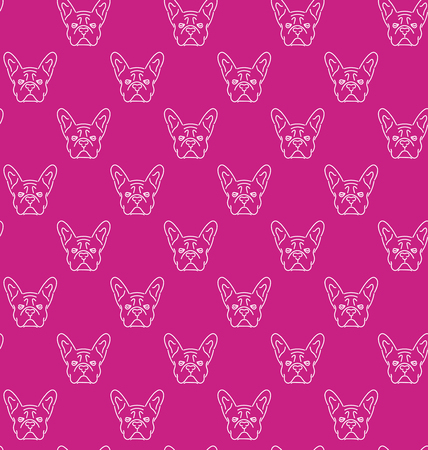 Seamless colorful pattern with frech bulldogのイラスト素材