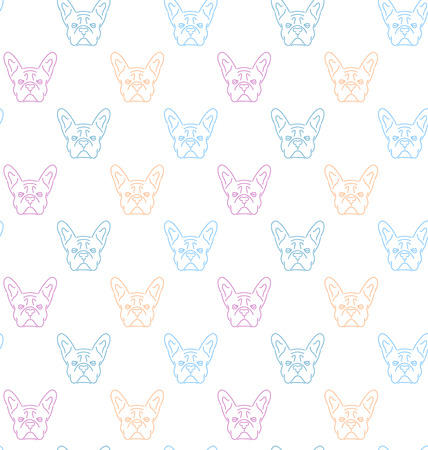 Seamless colorful pattern with frech bulldogのイラスト素材