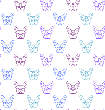 Seamless colorful pattern with frech bulldogのイラスト素材