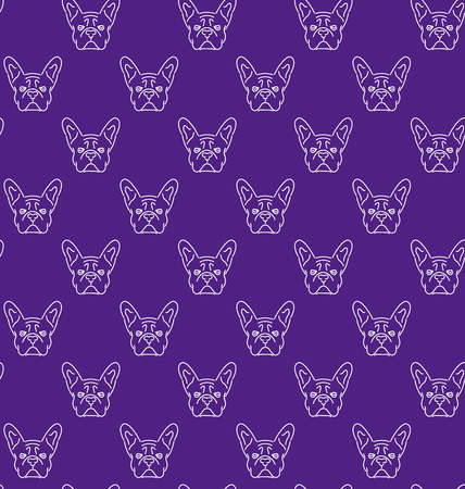 Seamless colorful pattern with frech bulldogのイラスト素材