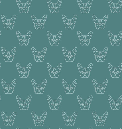 Seamless colorful pattern with frech bulldogのイラスト素材