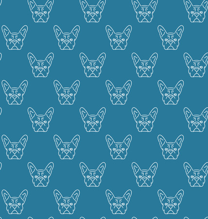 Seamless colorful pattern with frech bulldogのイラスト素材
