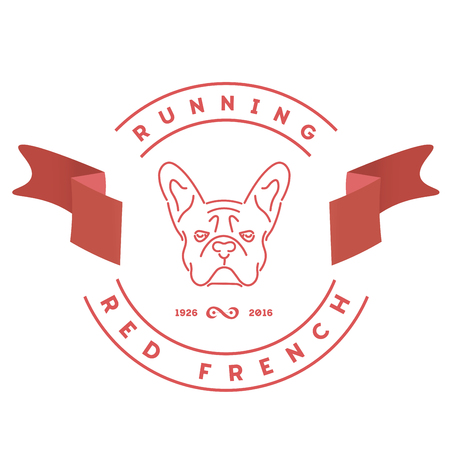 Hipster icon with french bulldog and tape. Nanoline styleのイラスト素材