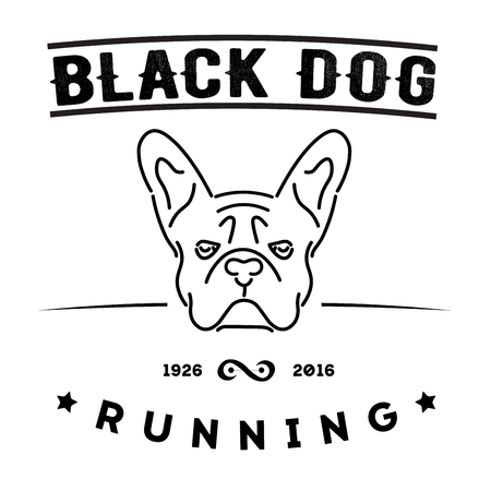Hipster icon with french bulldog. Nanoline styleのイラスト素材