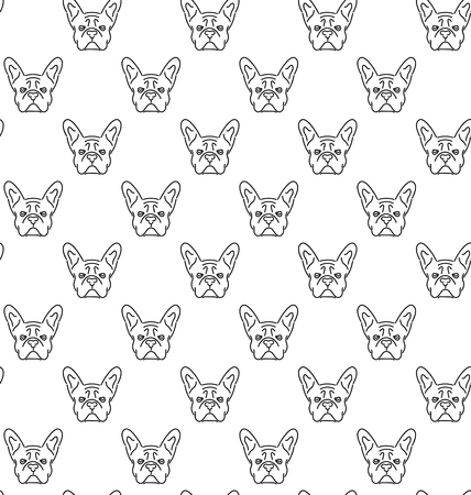 Seamless colorful pattern with frech bulldogのイラスト素材