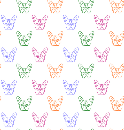 Seamless colorful pattern with frech bulldogのイラスト素材