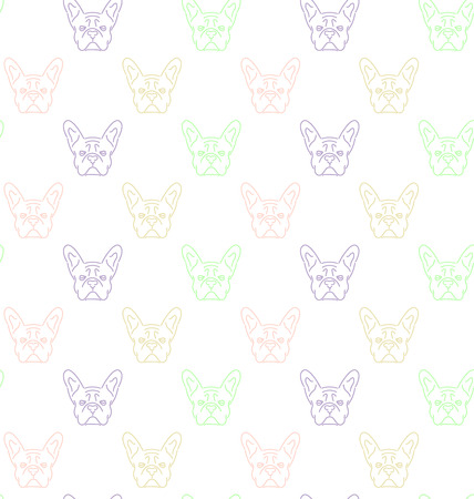 Seamless colorful pattern with frech bulldogのイラスト素材