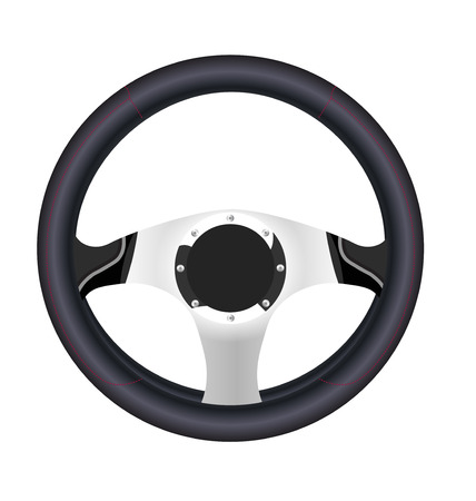 Realistic steering wheel in vector on white background.のイラスト素材