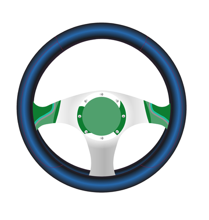 Realistic steering wheel in vector on white background.のイラスト素材