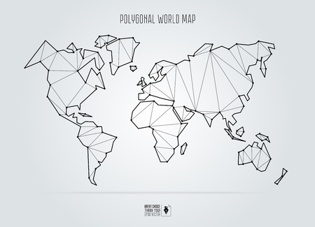 Polygonal abstract world map. Vector illustration.のイラスト素材