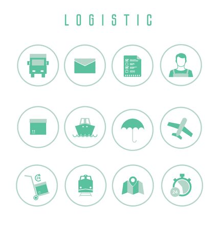 Set of logistic and shipping icons in flat style.のイラスト素材