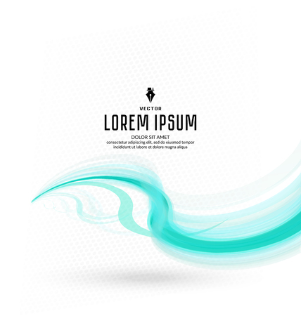 Blue and mint colored wave of smoke. Abstract background, transparent waved lines for business card, invitation, brochure, website and flyer design. Smooth flow vector illustrationのイラスト素材