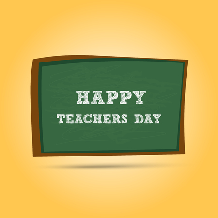 Happy Teachers Day greeting card. Teachers Day letters on school desk.のイラスト素材