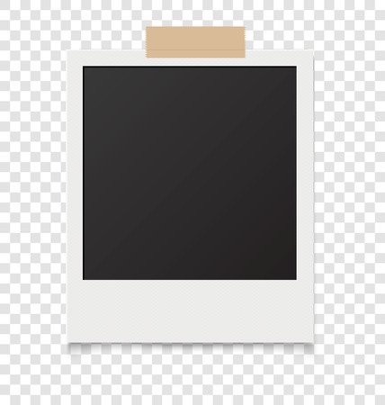 Realistic blank instant photos isolated on sticky tape. Vector illustrationのイラスト素材