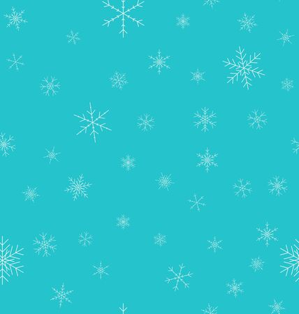 Christmas winter seamless pattern. Snowflakes with blue background. illustrationのイラスト素材