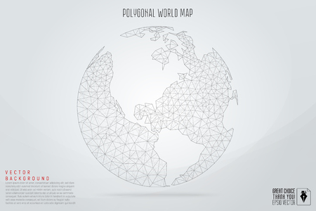 Abstract polygonal space low poly planet Earth with connecting dots and lines.  Polygonal earth Vector Illustration.のイラスト素材