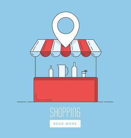 Supermarket location icon. Map pointer silhouette symbol. Shopping cart pinpoint. Grocery store nearby. Vector isolated illustrationのイラスト素材